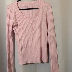 Lulu-B Soft Pink Ribbed Long Sleeve Top